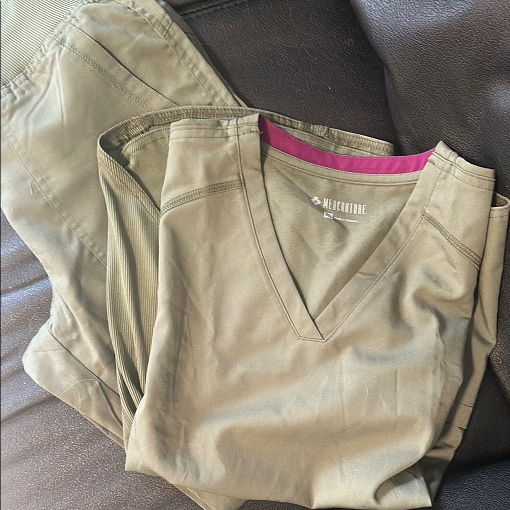 Med Couture Khaki Women's Scrub Pant Set